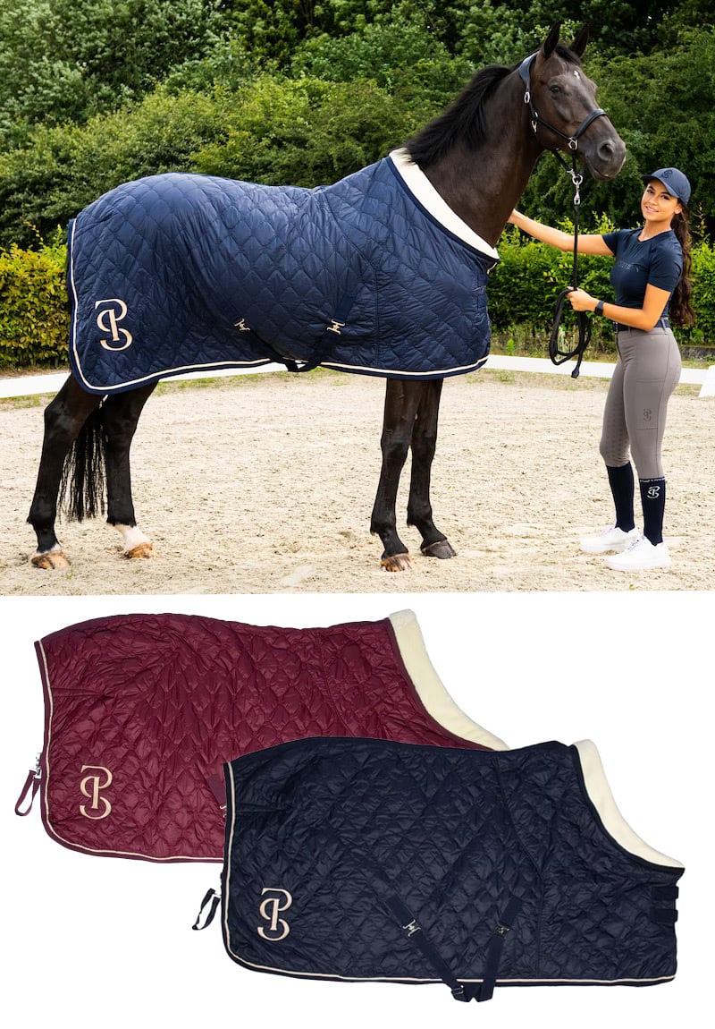 軽量撥水キルティング馬着 薄馬着 60g ネイビー/ワイン Ps of Sweden