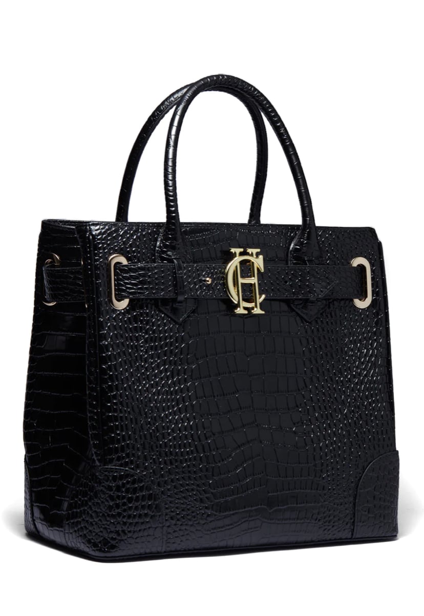 Crocodile tote bag Holland Cooper Brown/Black