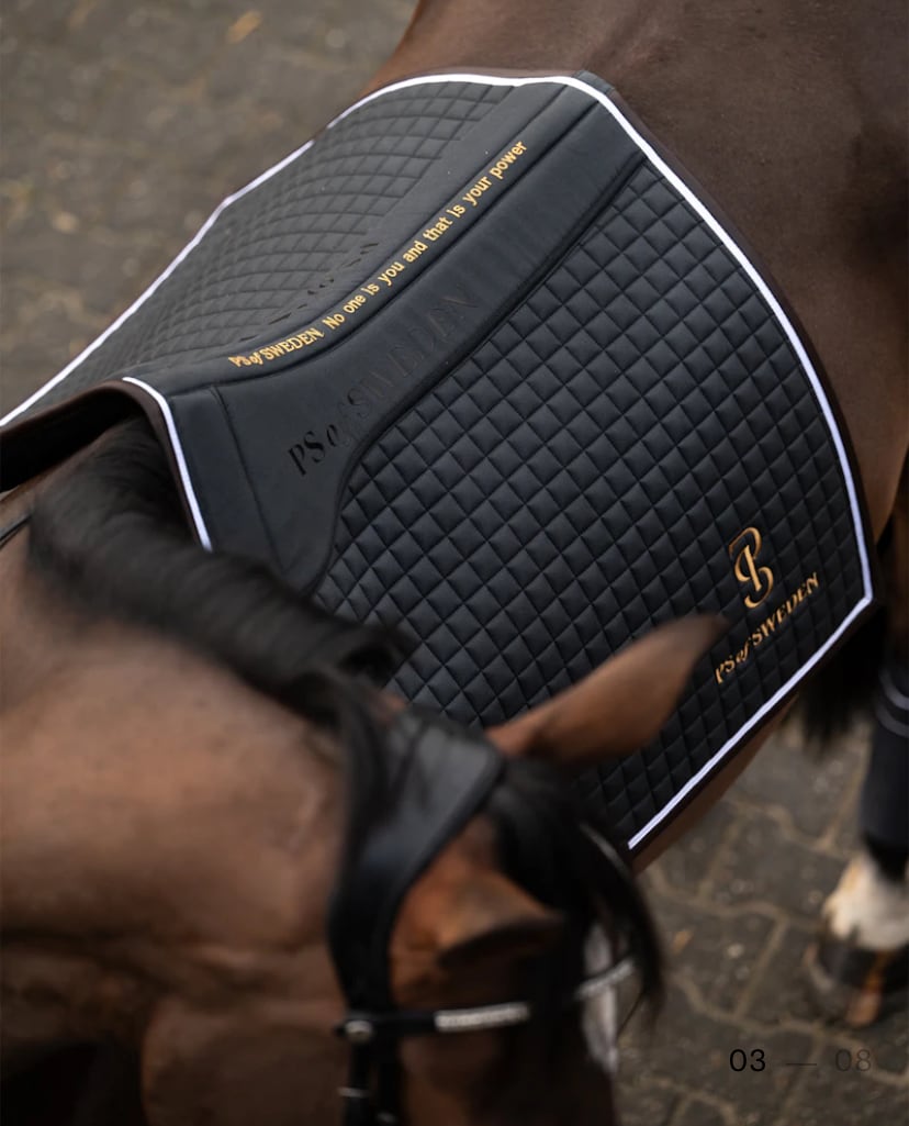 滑り止め付き乗馬用ゼッケン 障害/馬場 アナトミカル構造 Ps of Sweden ダークグレー/ストームブルー