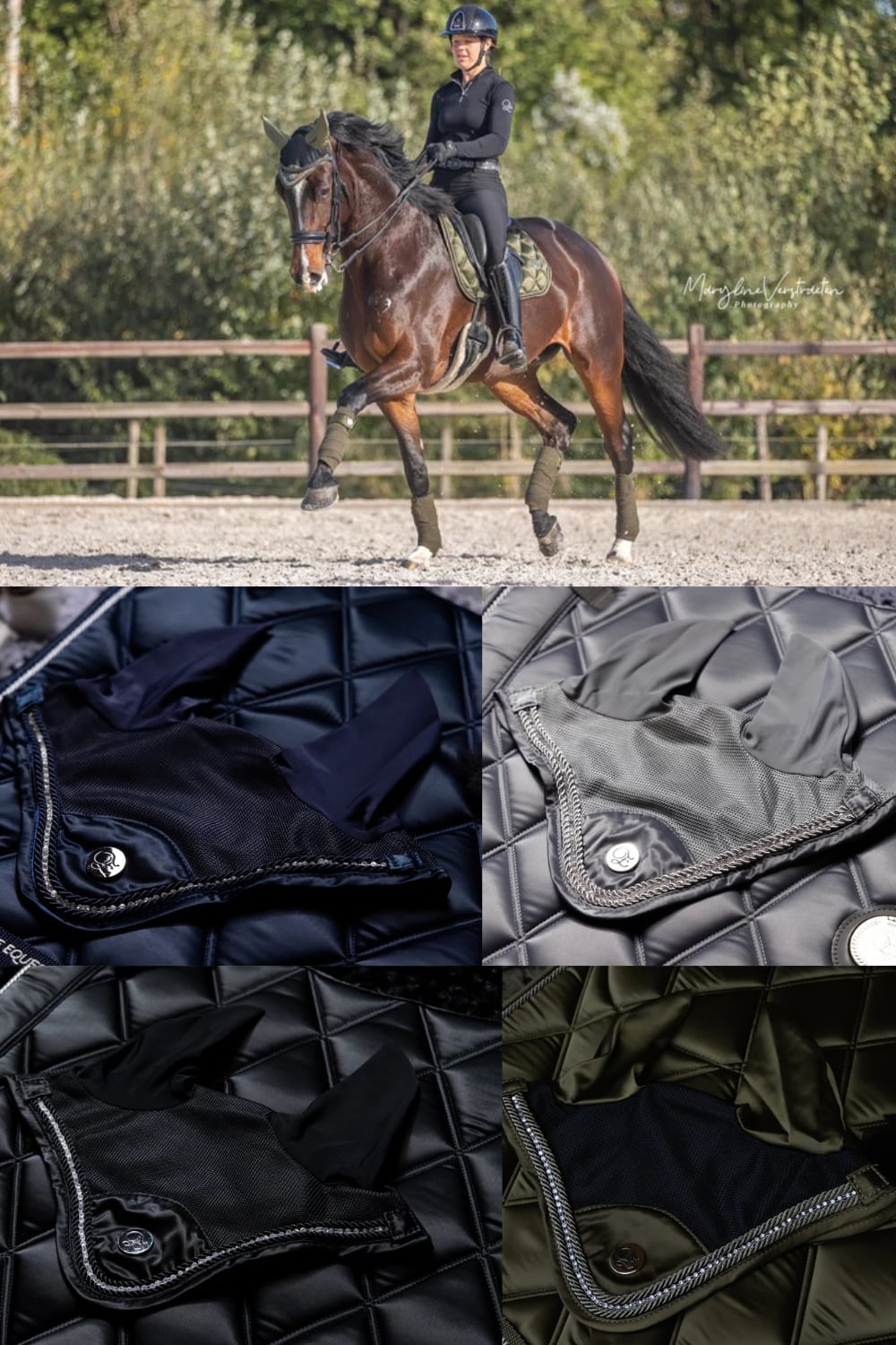 Crystal Ear Net Black, Navy, Khaki, Grey Eloquence Equestrian