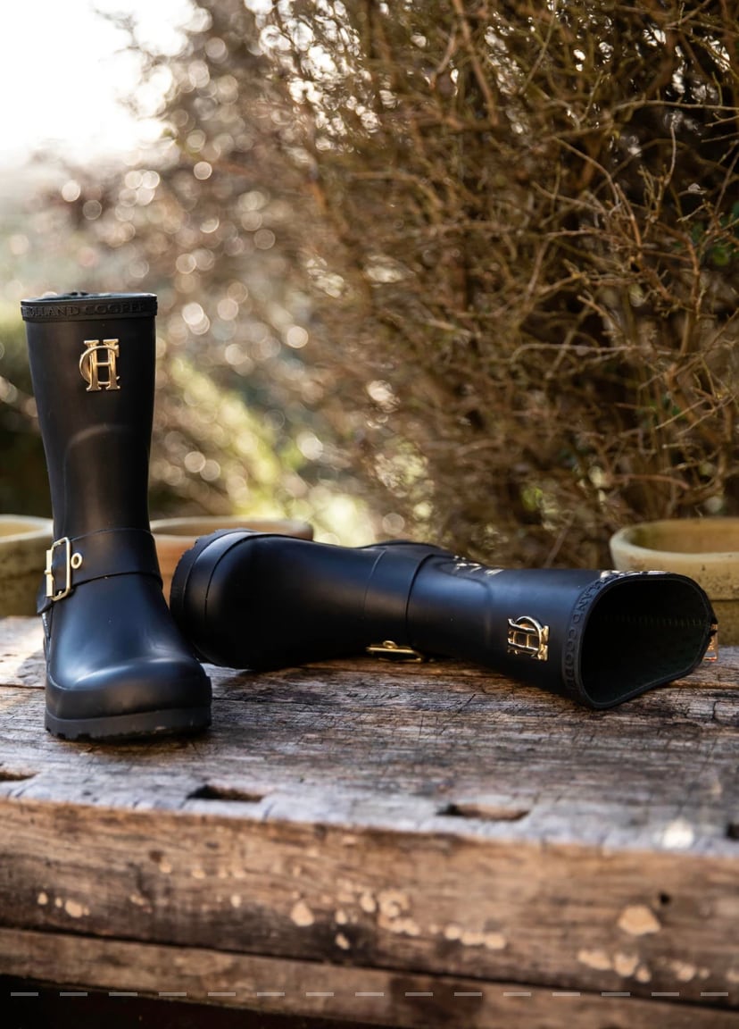 Holland Cooper Rain Boots Matte Black Women's