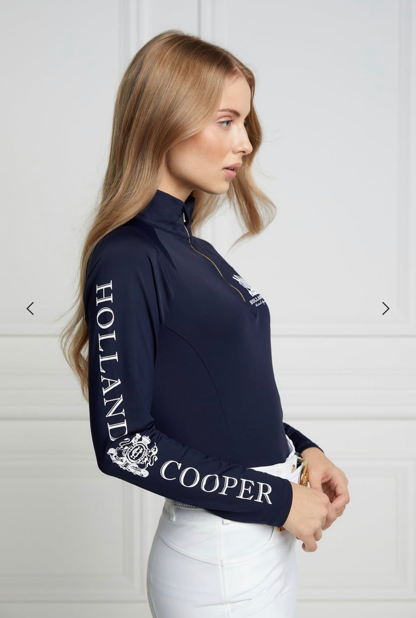 Women's Riding Top Long Sleeve Dark Navy Gold Burgundy Holland Cooper