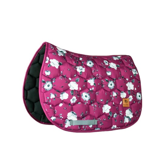 乗馬用ゼッケン 馬場用 障害用 バラ柄 ブラック バーガンディー