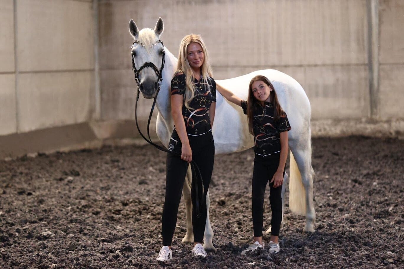 Women's UV-cut training shirt, short sleeves, ICE Equestrian, navy, black, velvet rose, jasmine