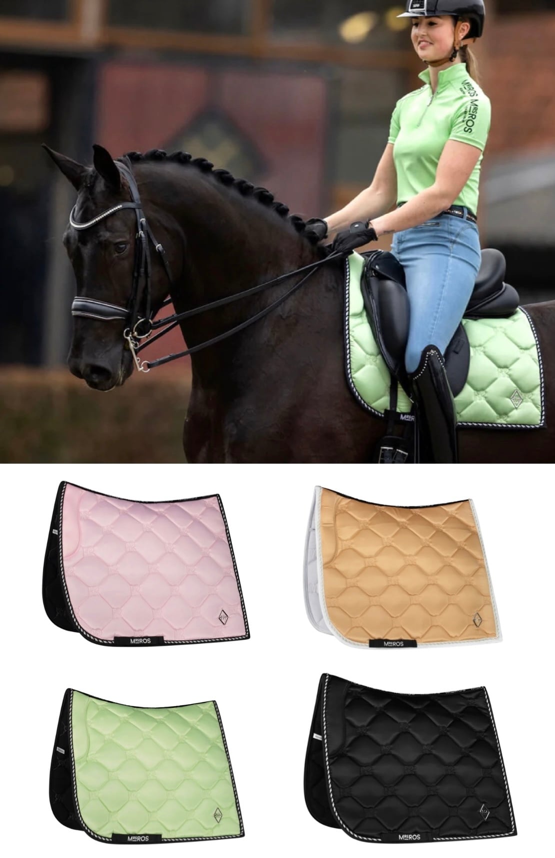 Diamond Quilted Saddle Pad, Quick Drying Material, Racecourse Bib Number, Mrs Ros Equestrian