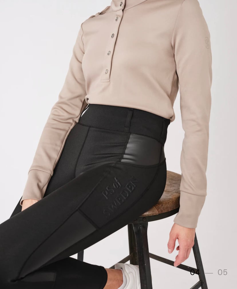 Stand collar stretch top, long sleeves, autumn/winter, women's, Ps of Sweden