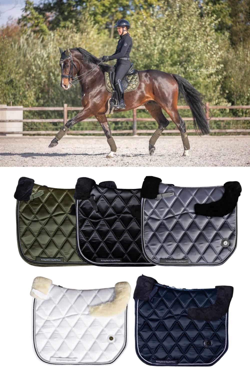 Top quality natural wool fur padded bib for riding track Bib to prevent saddle scratches Eloquence Equestrian
