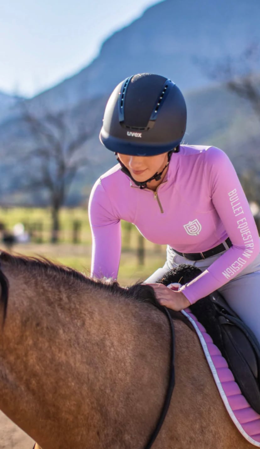 速乾ストレッチトップス レディース Bullet Equestrian design ブラック/グレー/ピンク