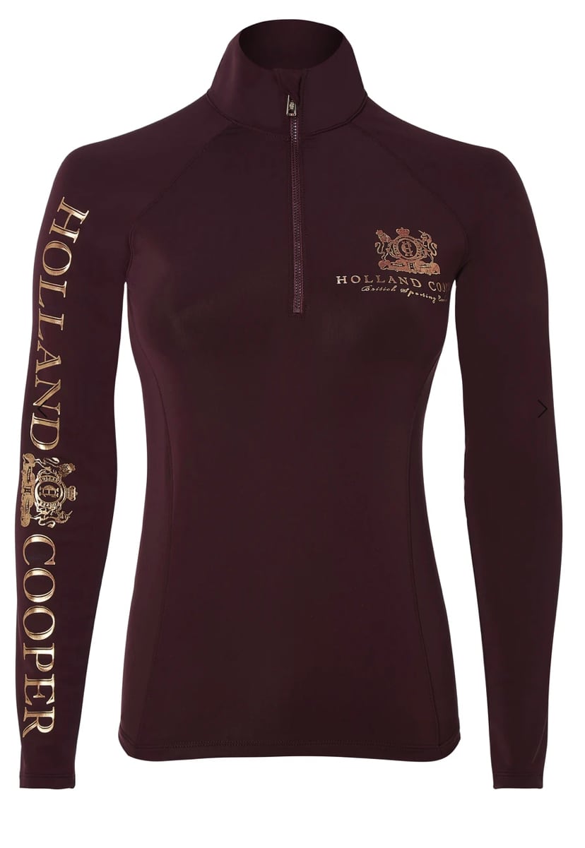 Women's Riding Top Long Sleeve Dark Navy Gold Burgundy Holland Cooper