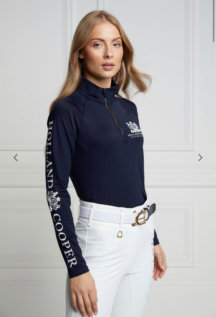 Women's Riding Top Long Sleeve Dark Navy Gold Burgundy Holland Cooper