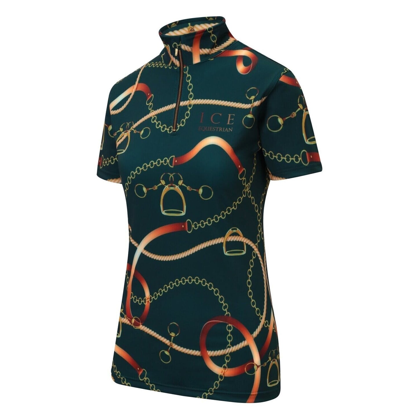 Women's UV-cut training shirt, short sleeves, ICE Equestrian, navy, black, velvet rose, jasmine