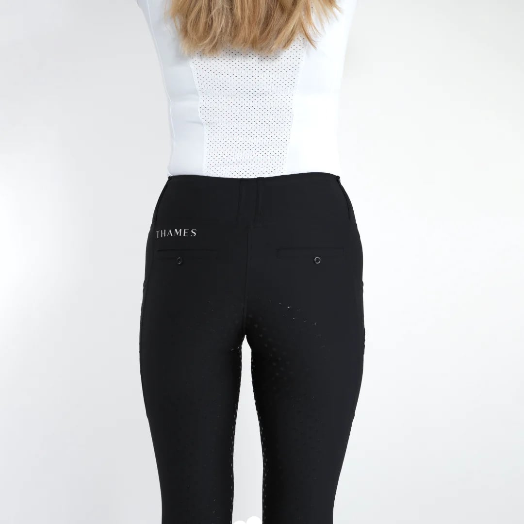 乗馬用レギンスキュロット 4WAYストレッチレギンス フルグリップ ネイビー/ブラック Thames