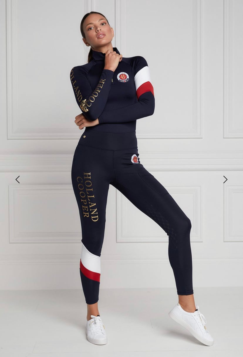 レディース乗馬用レギンスキュロット ニーグリップ Holland Cooper ブラック・ダークネイビー