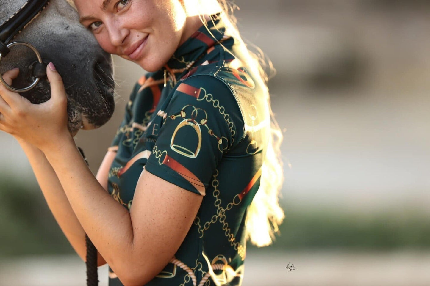 Women's UV-cut training shirt, short sleeves, ICE Equestrian, navy, black, velvet rose, jasmine