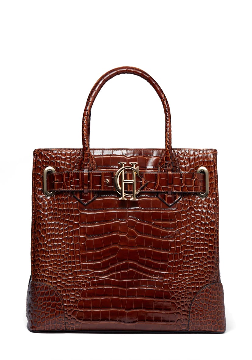 Crocodile tote bag Holland Cooper Brown/Black