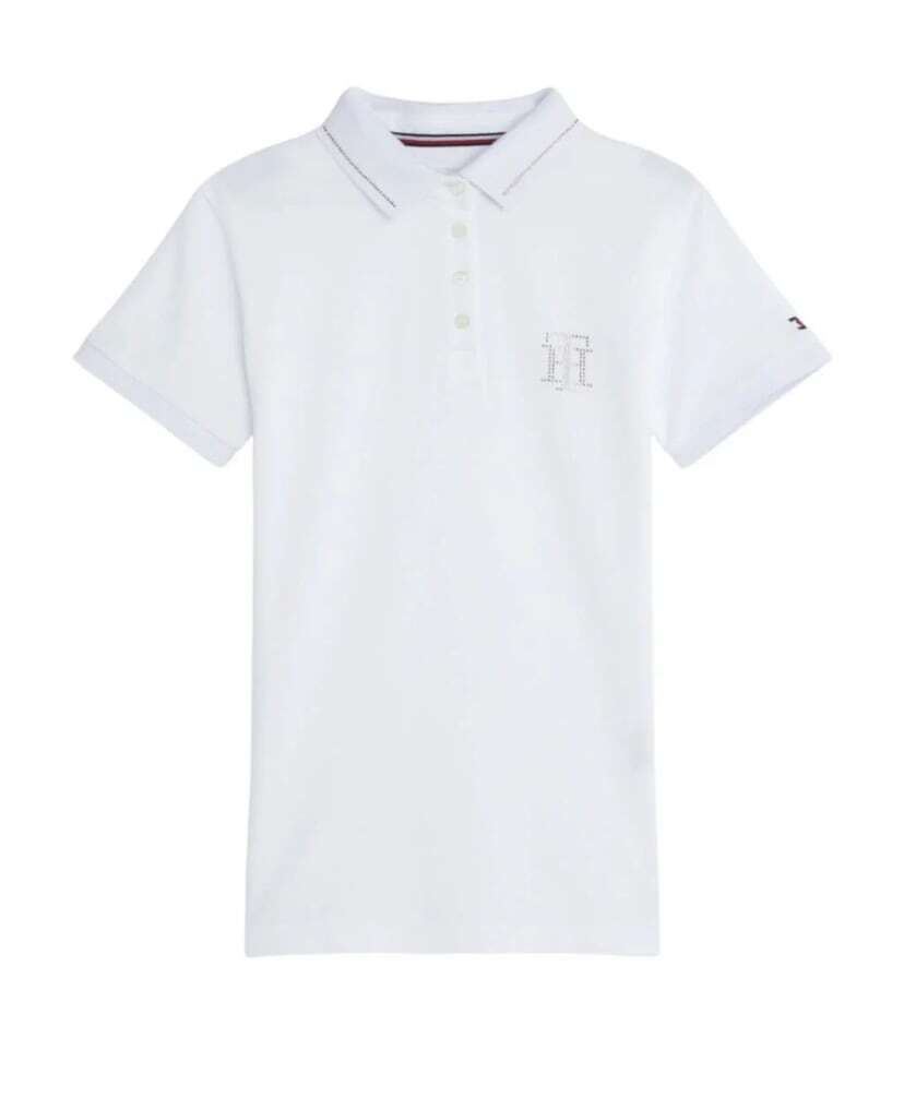 Tommy Hilfiger Equestrian Short Sleeve Cotton Polo Shirt with Rhinestones for Women