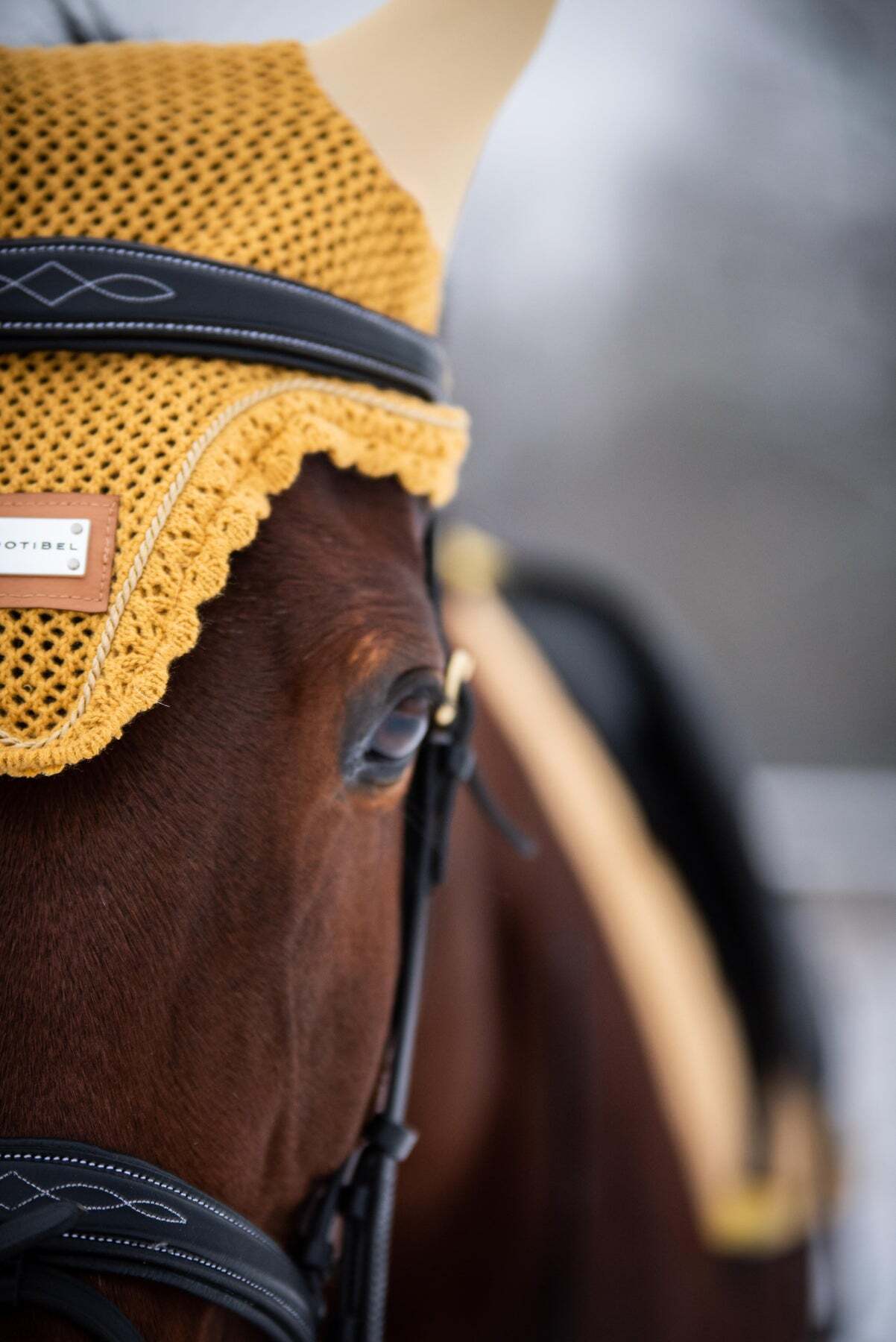 バラ柄サドルパッド&イヤーネット2点セット ハニーイエロー 馬場用 障害用
