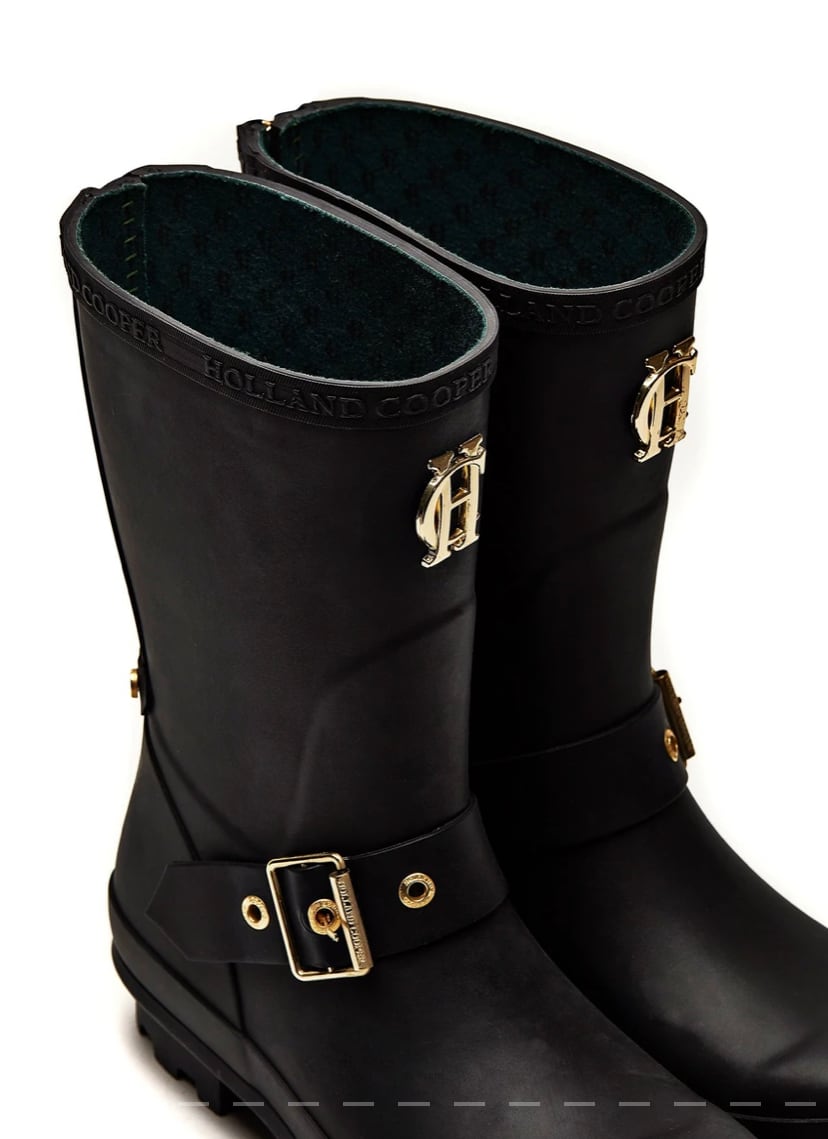 Holland Cooper Rain Boots Matte Black Women's