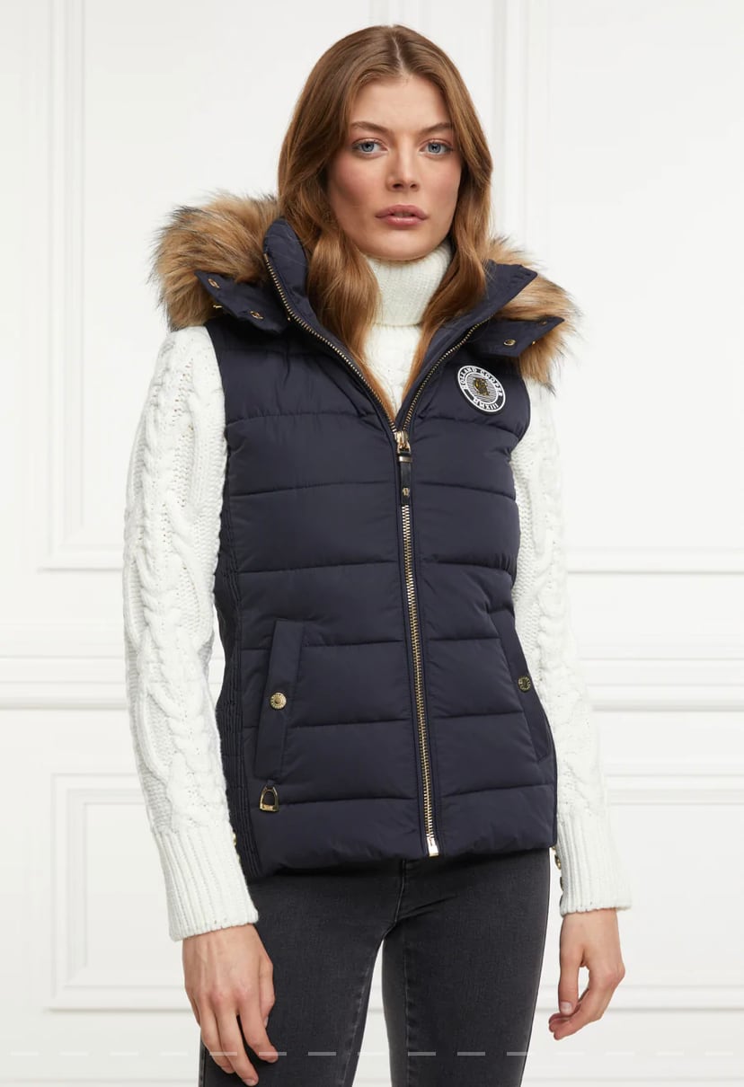 ファー付きダウンベスト レディース 2022AW Holland Cooper ダークネイビー/カーキ