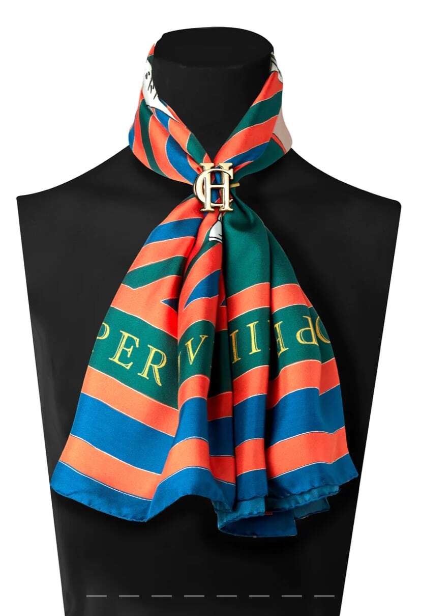 Premium Pure Silk Scarf Horse Flag for Women Holland Cooper