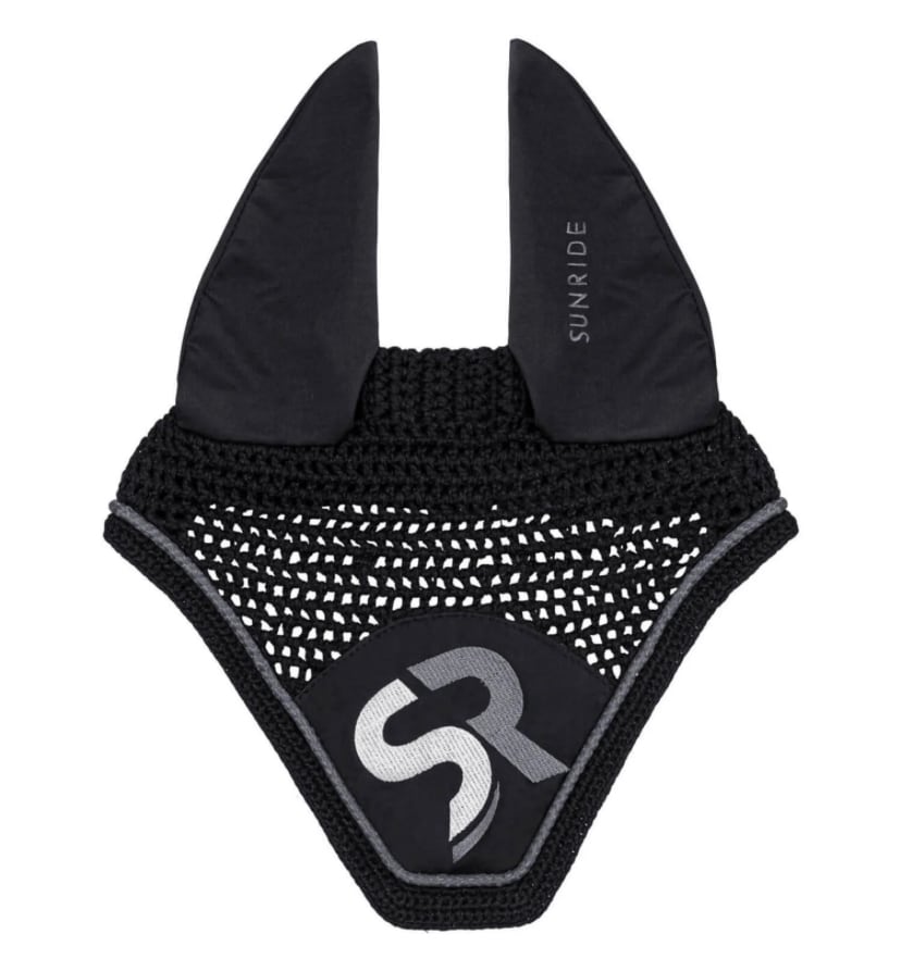 【2点セット】障害用ゼッケン&イヤーネット グレー/レッド/ゴールド Sunride