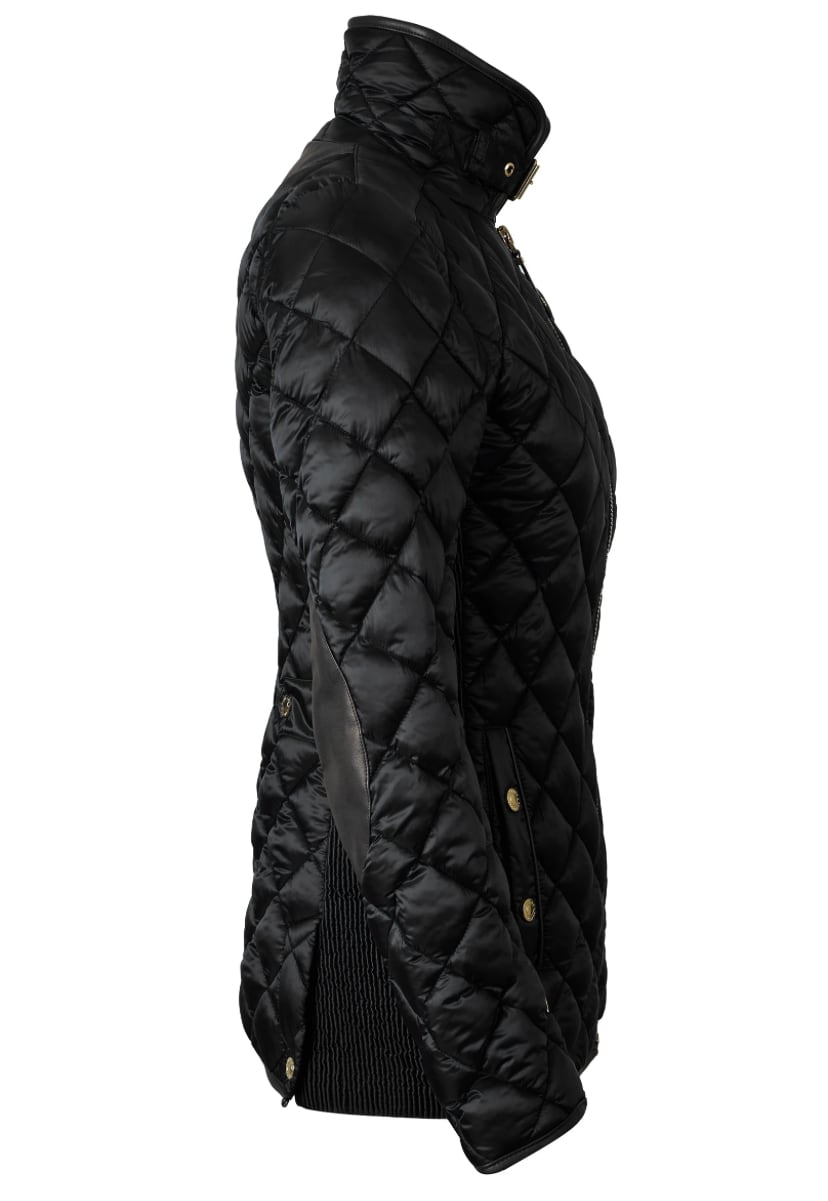 Women's quilted down jacket in black/khaki/dark navy/chocolate by Holland Cooper
