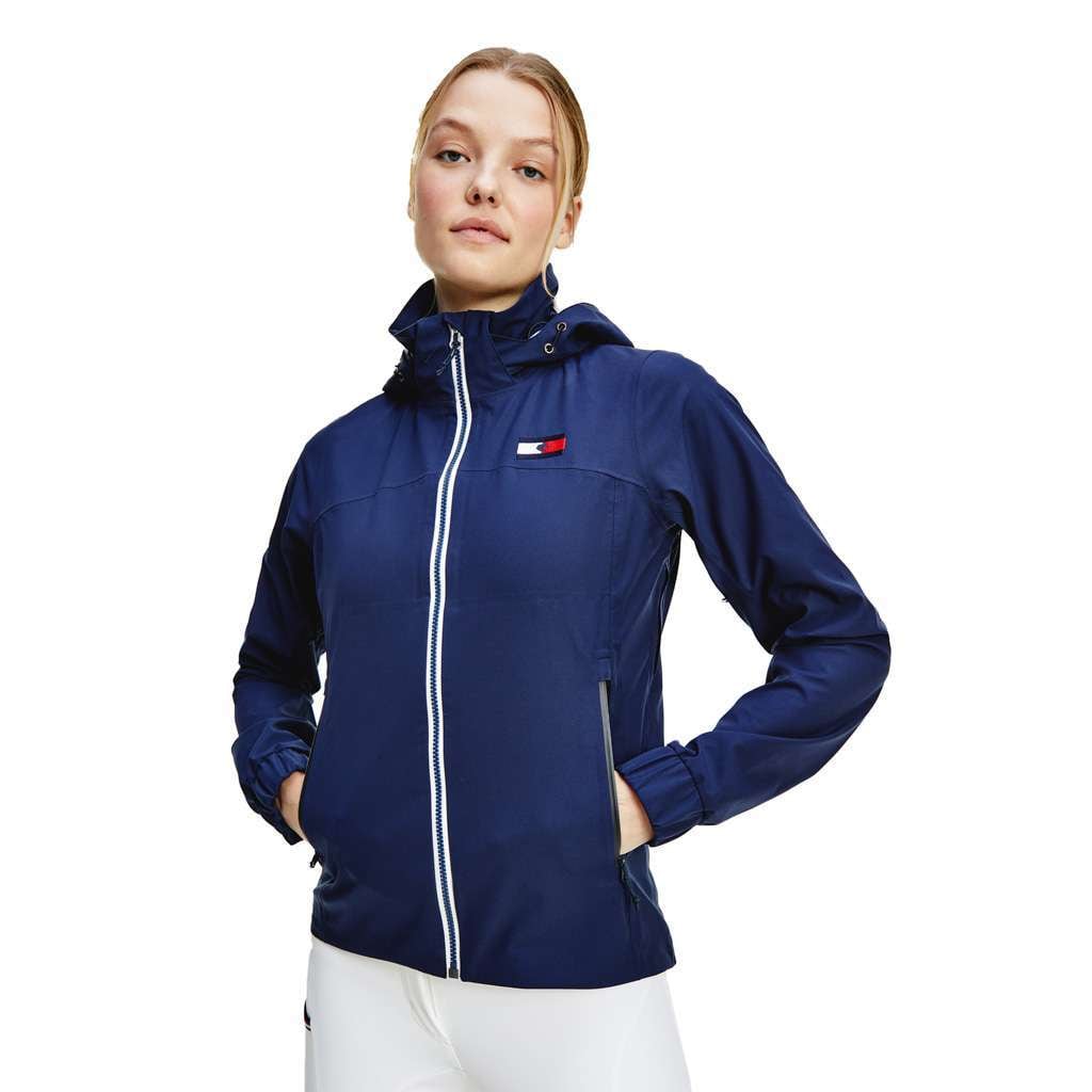 フード付き防水レインコート レディース Tommy Hilfiger Equestrian ダークブルー｜乗馬用品店レクシア