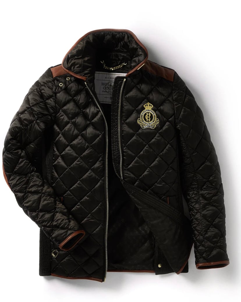 Women's quilted down jacket in black/khaki/dark navy/chocolate by Holland Cooper