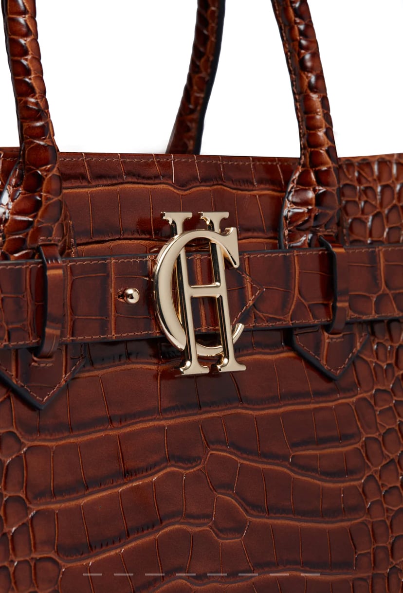 Crocodile tote bag Holland Cooper Brown/Black