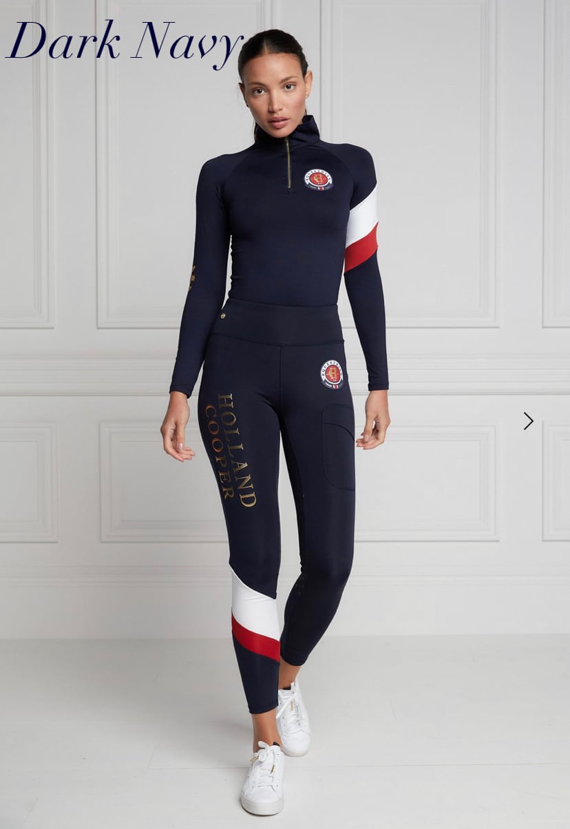 レディース乗馬用レギンスキュロット ニーグリップ Holland Cooper ブラック・ダークネイビー