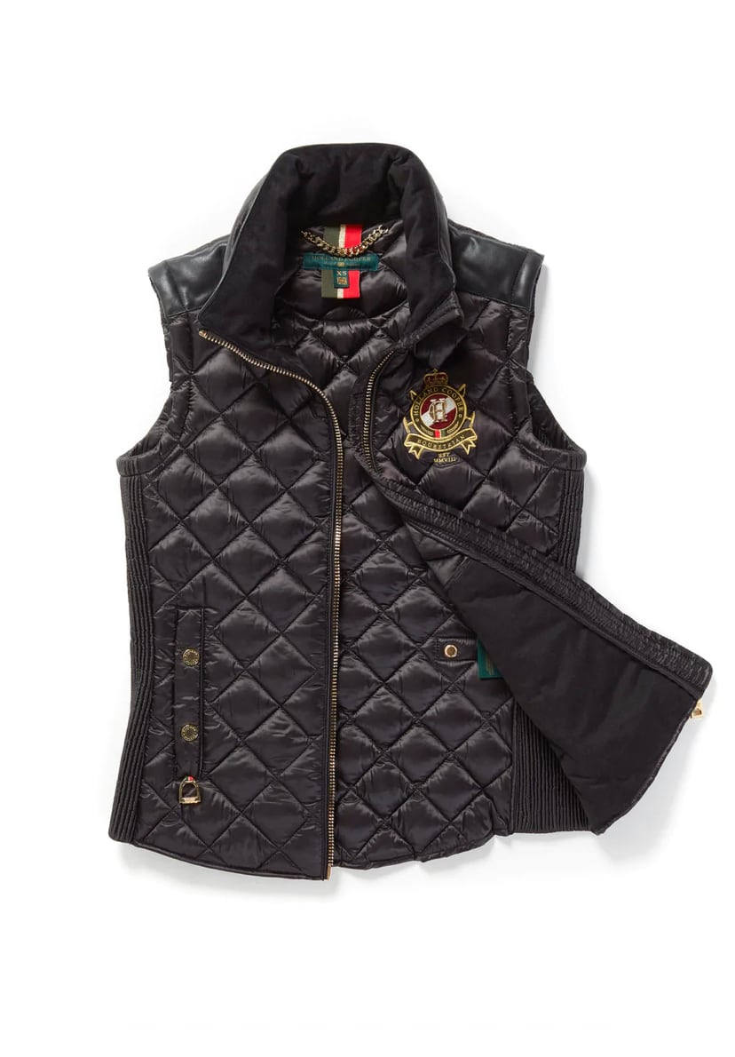 Holland Cooper Women's Quilted Vest in Dark Navy/Khaki/Black