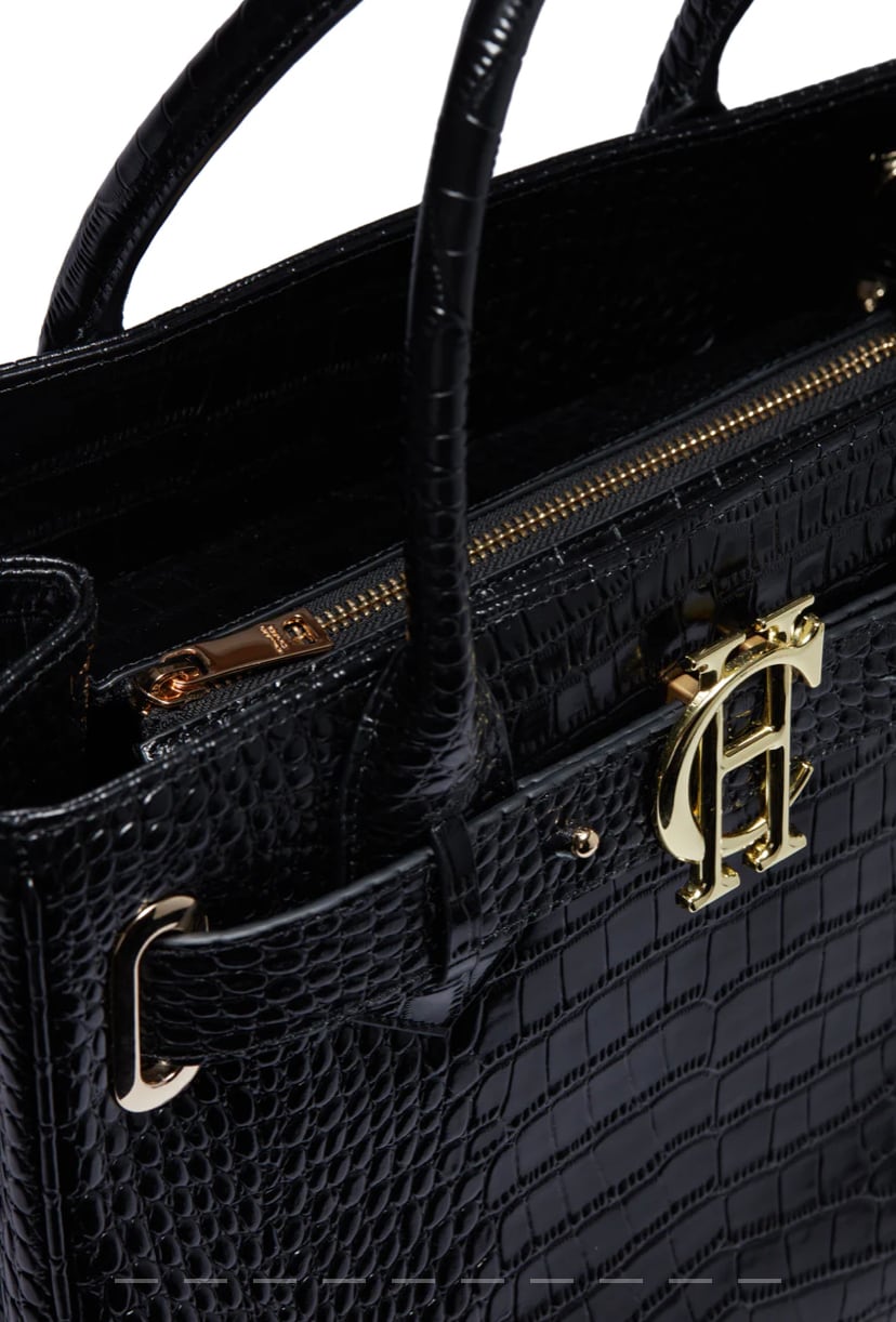 Crocodile tote bag Holland Cooper Brown/Black
