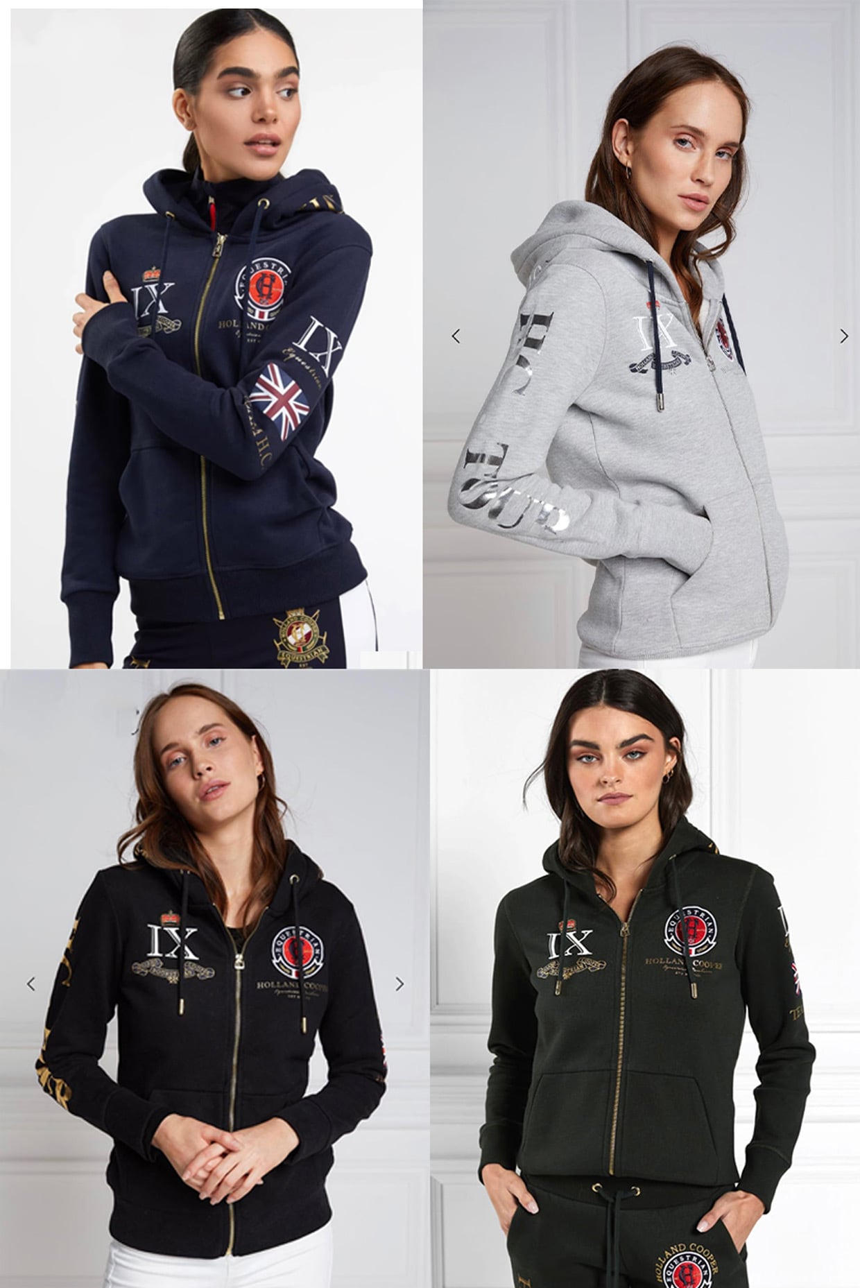 Holland Cooper Unisex Horse Riding Sweatshirt Hoodie with Fleece Lining