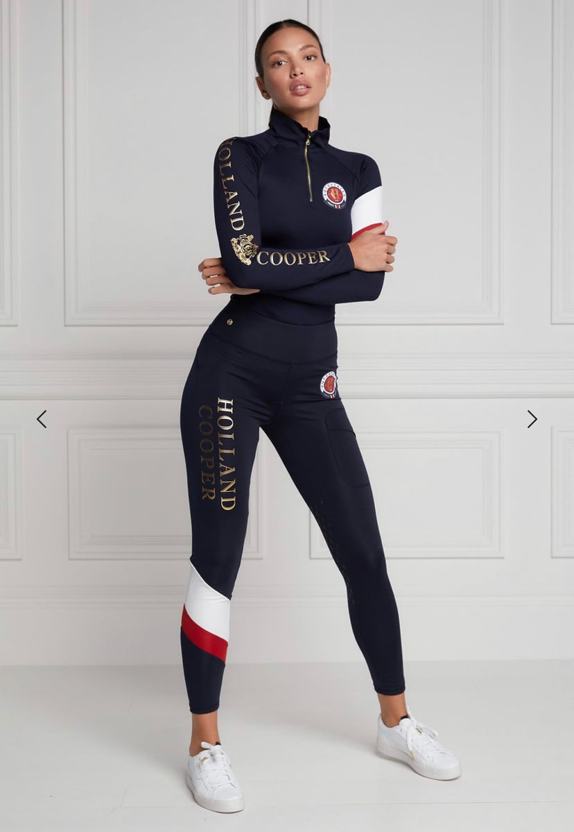 レディース乗馬用レギンスキュロット ニーグリップ Holland Cooper ブラック・ダークネイビー