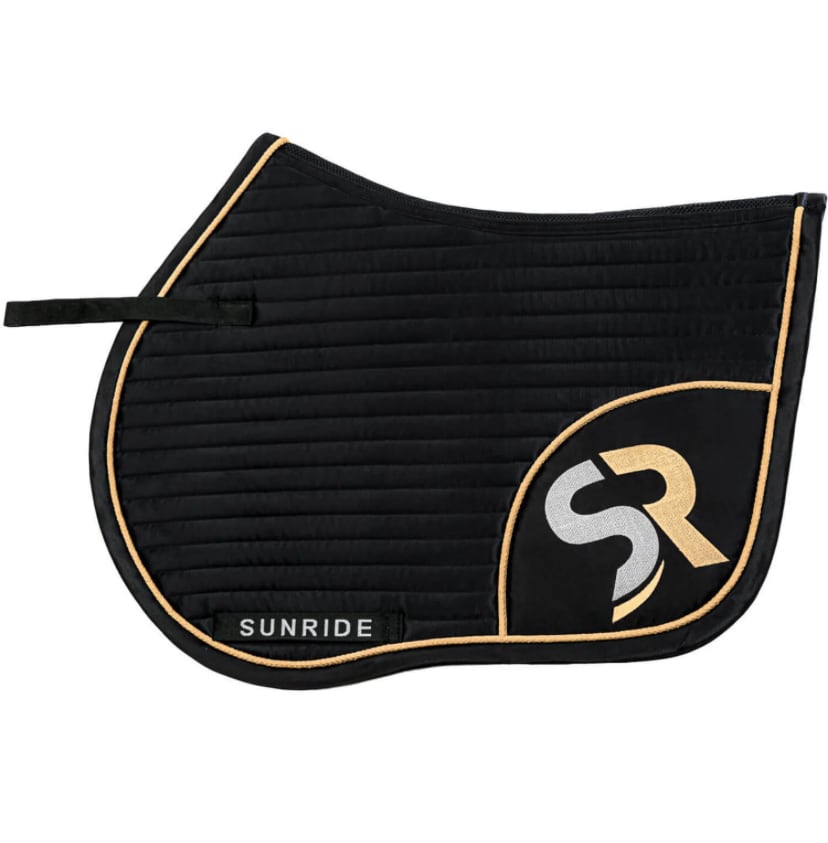 【2点セット】障害用ゼッケン&イヤーネット グレー/レッド/ゴールド Sunride