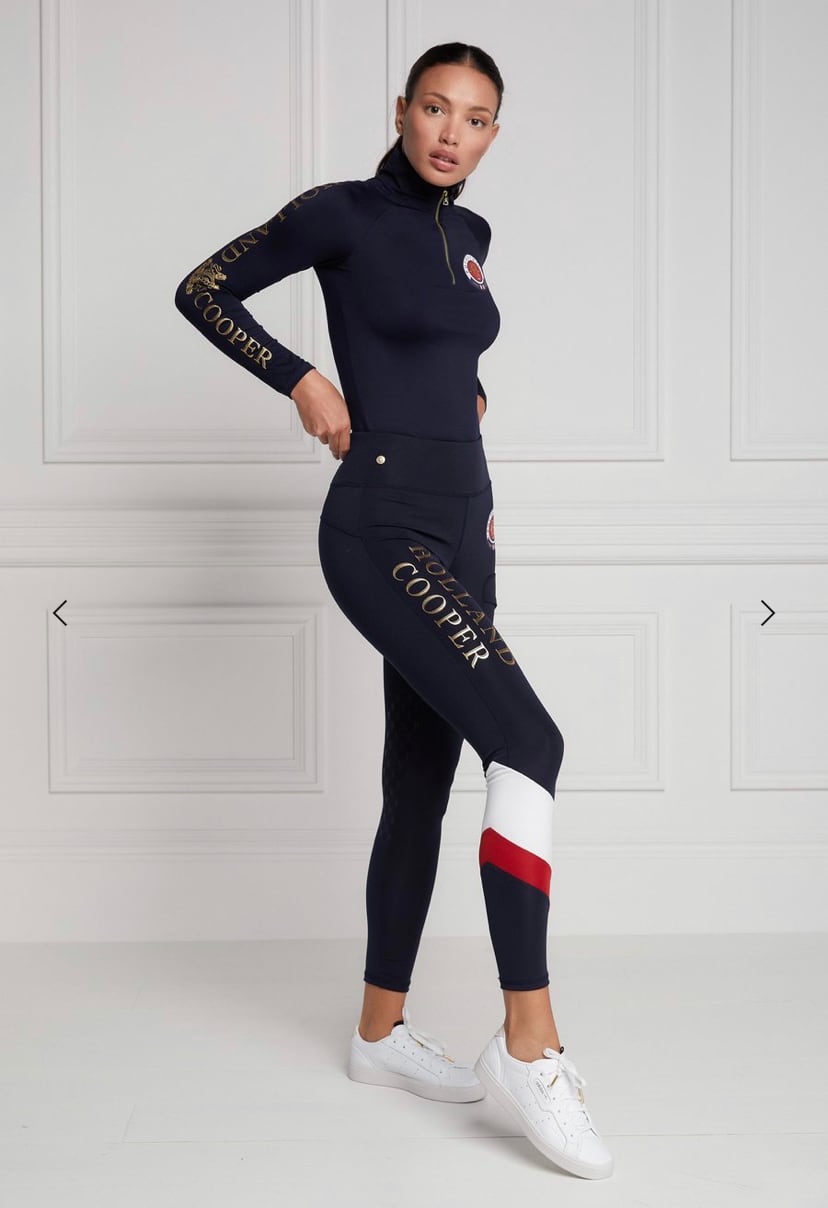 レディース乗馬用レギンスキュロット ニーグリップ Holland Cooper ブラック・ダークネイビー