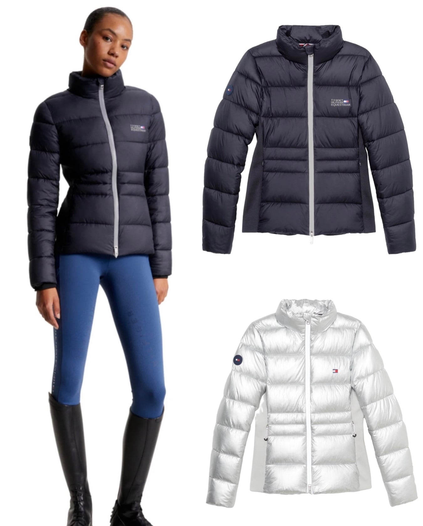 Women's Tommy Hilfiger Equestrian Down Riding Jacket Navy/Silver