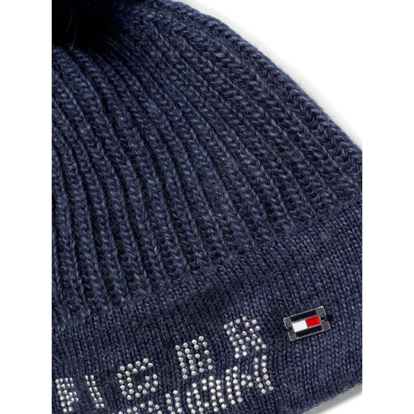 乗馬用ニット帽 裏起毛 ポンポン付き ネイビー レディース Tommy Hilfiger Equestrian