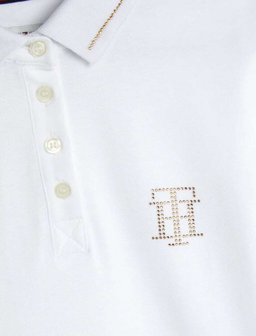 Tommy Hilfiger Equestrian Short Sleeve Cotton Polo Shirt with Rhinestones for Women