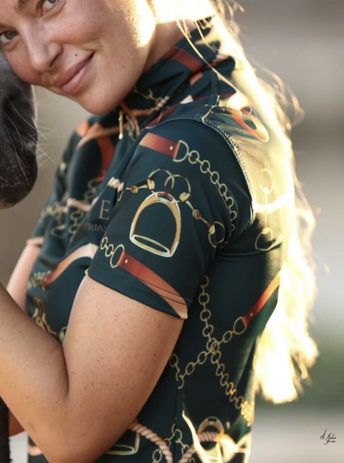 Women's UV-cut training shirt, short sleeves, ICE Equestrian, navy, black, velvet rose, jasmine