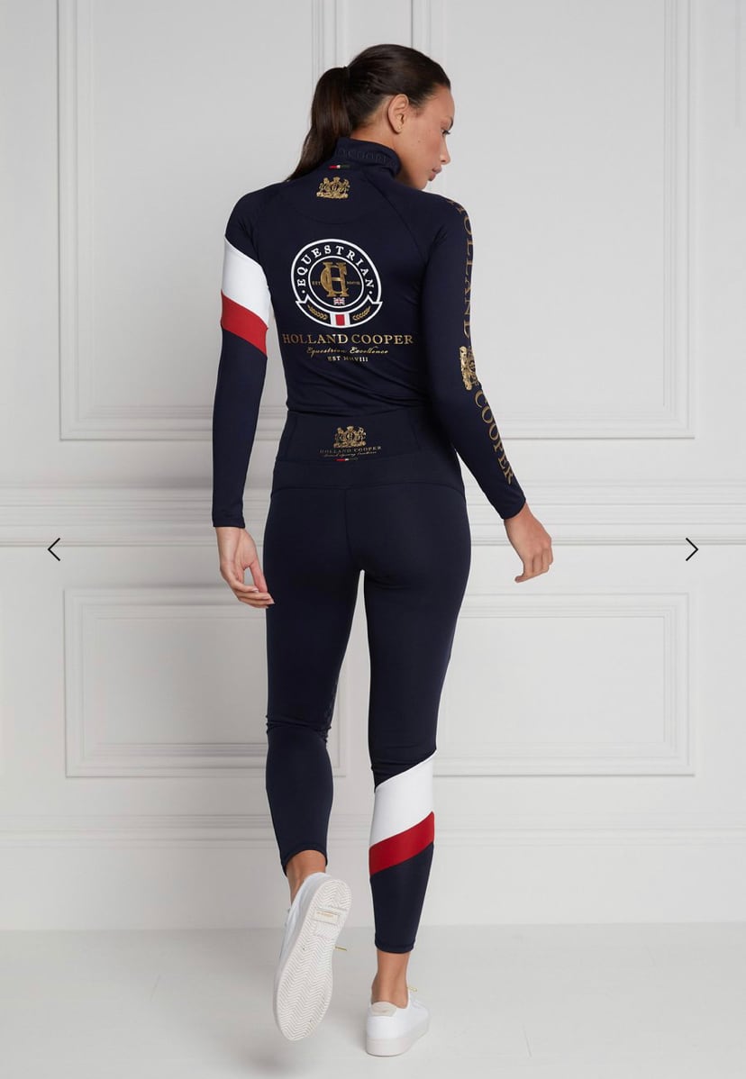 レディース乗馬用レギンスキュロット ニーグリップ Holland Cooper ブラック・ダークネイビー