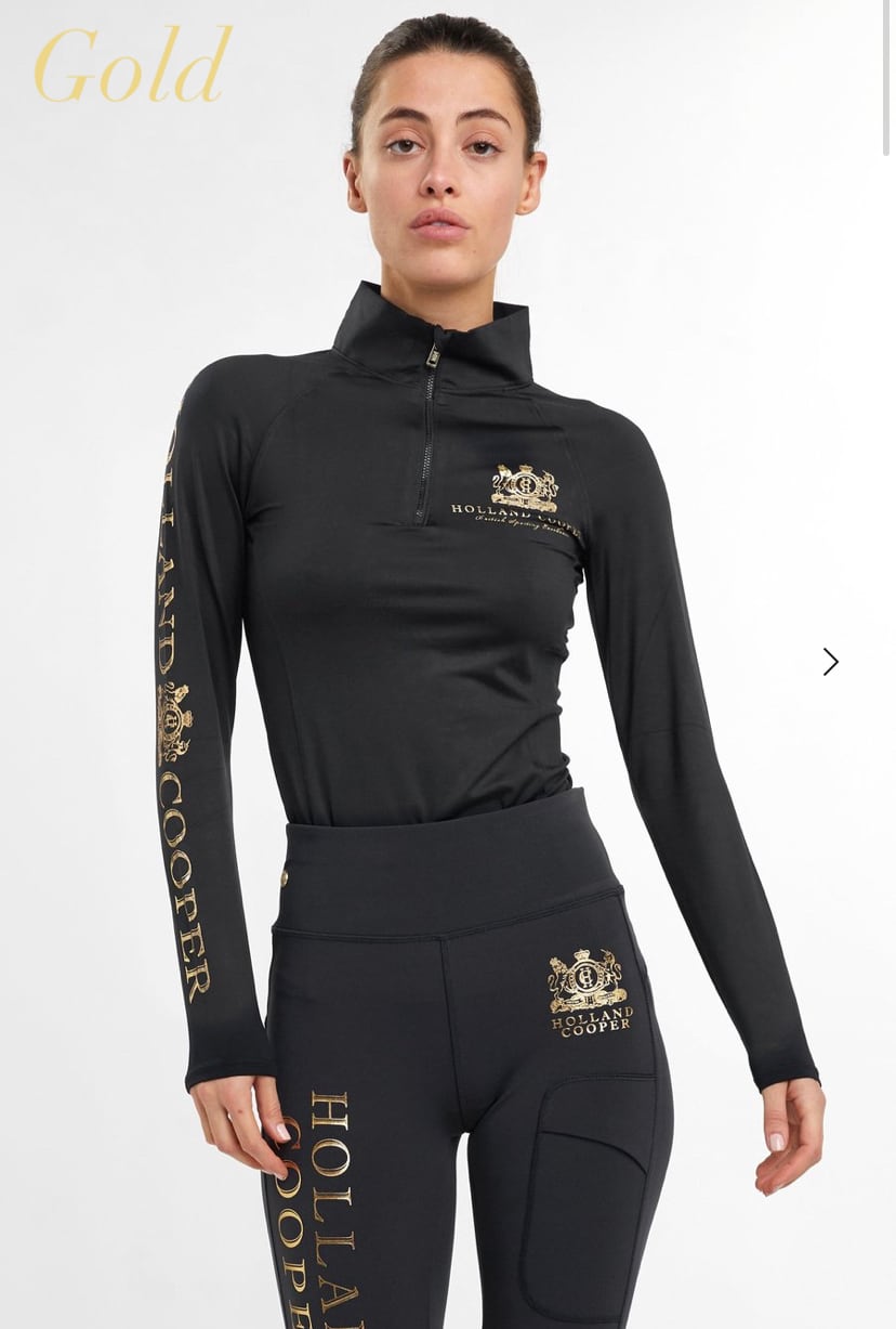 Women's Riding Top Long Sleeve Dark Navy Gold Burgundy Holland Cooper