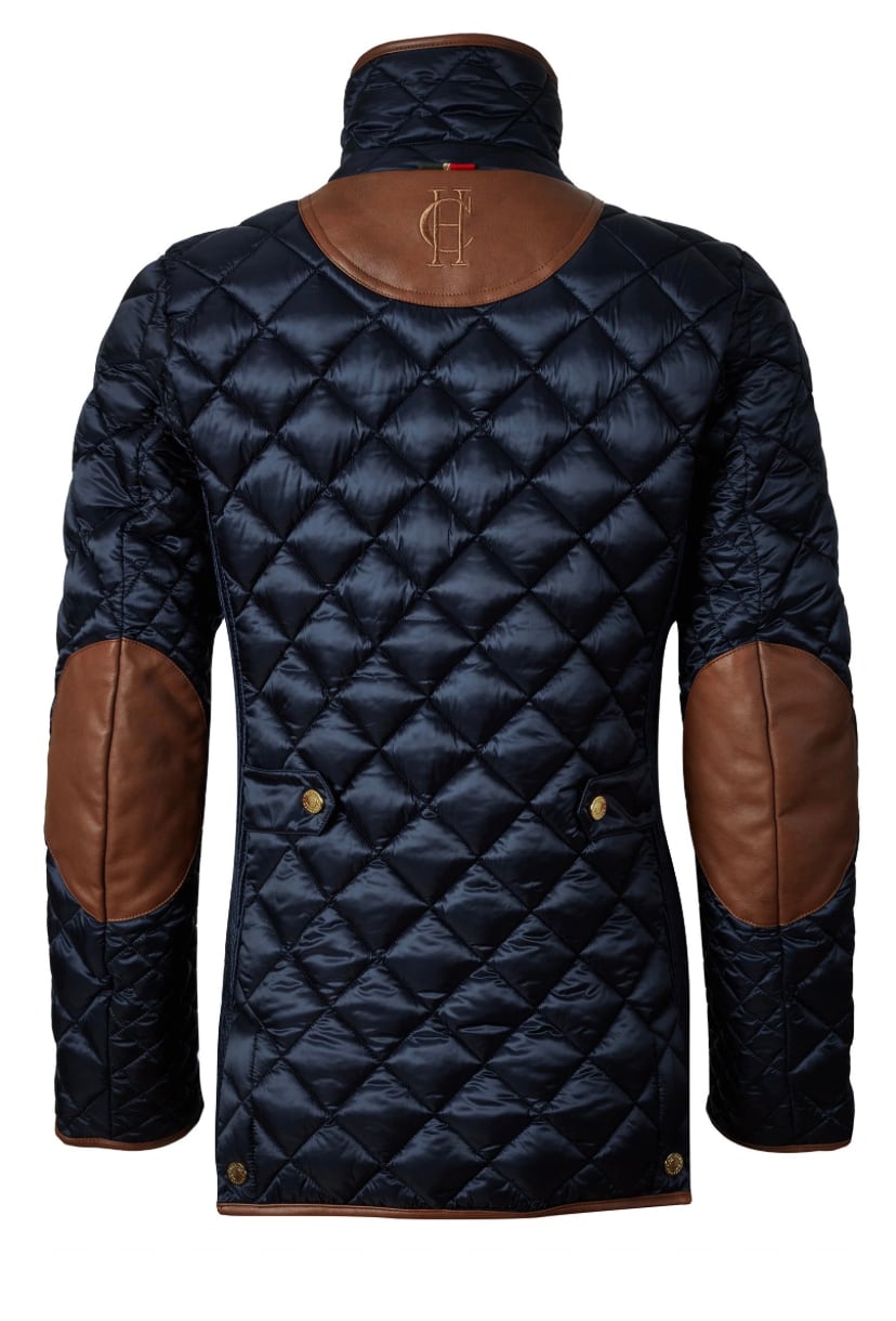 Women's quilted down jacket in black/khaki/dark navy/chocolate by Holland Cooper