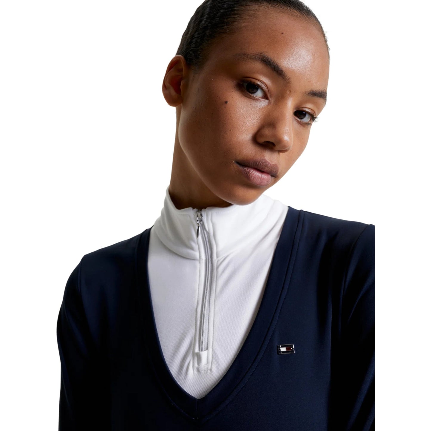 Tommy Hilfiger Equestrian Navy Women's Athletic Shirt, Long Sleeve, Moisture Control Material
