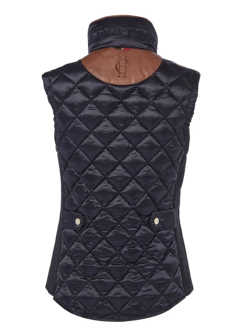 Holland Cooper Women's Quilted Vest in Dark Navy/Khaki/Black