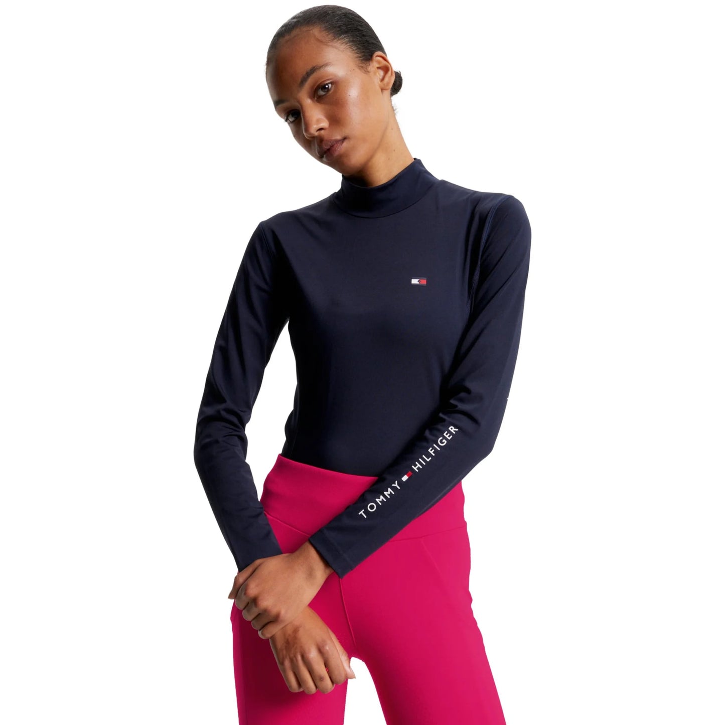 Women's Tommy Hilfiger Equestrian Long Sleeve Riding Top Navy, Pink, Indigo Blue