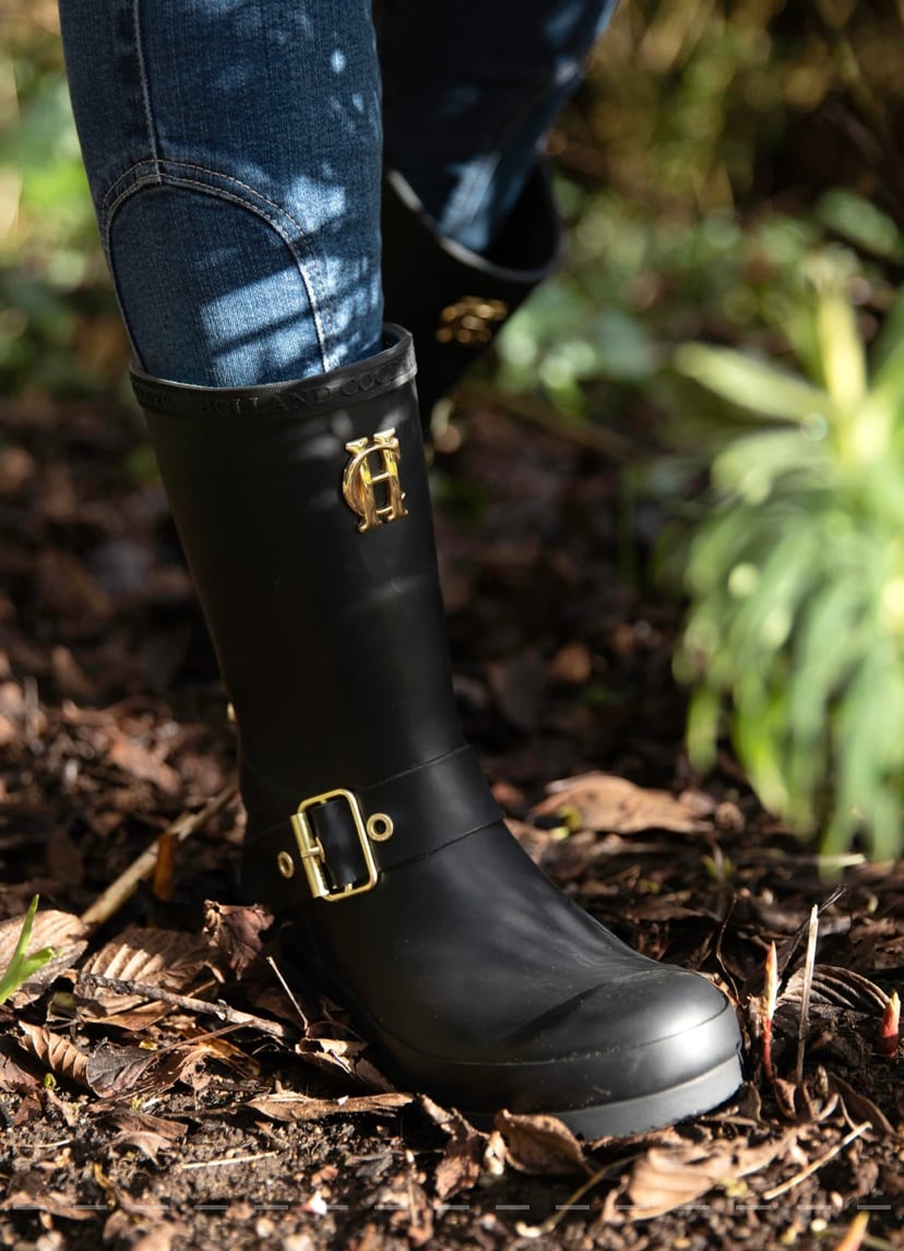 Holland Cooper Rain Boots Matte Black Women's