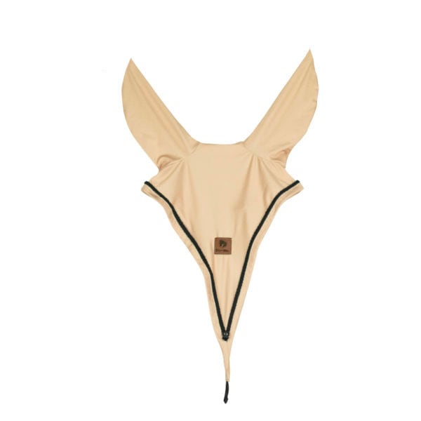 サテンレースサドルパッド&ロングイヤーネット セット ローズベージュ/ブラック 馬場用 障害用 ゼッケン