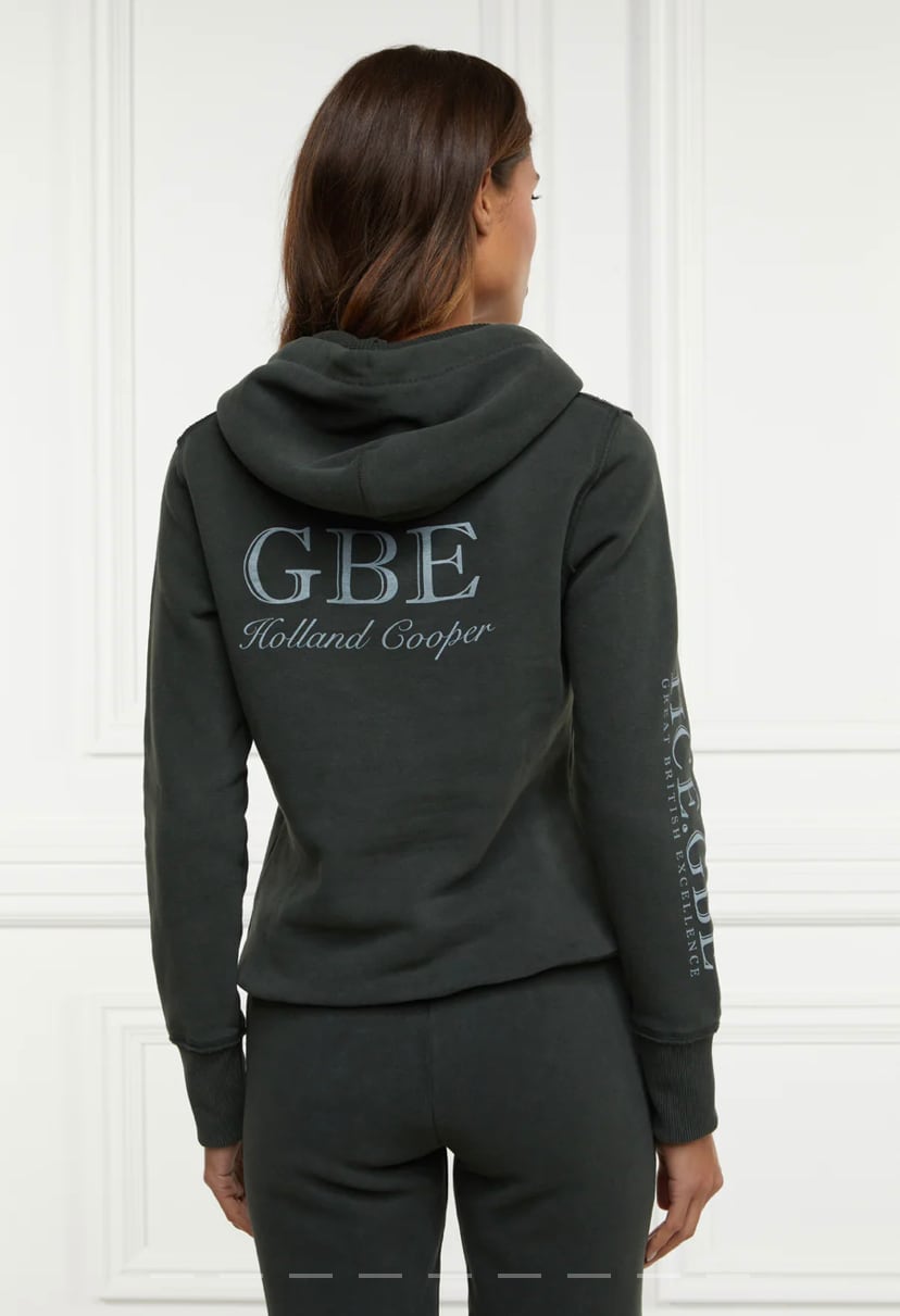 Women's Holland Cooper riding sweatshirt hoodie in navy/khaki/red