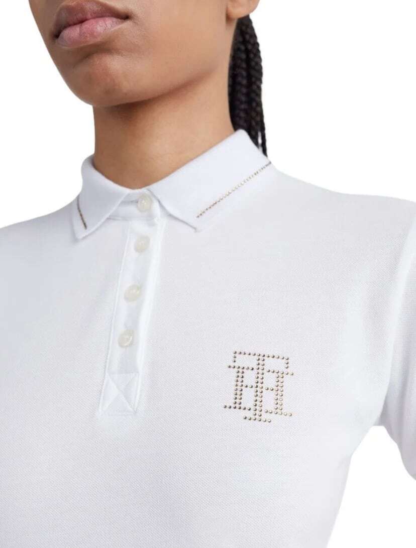 Tommy Hilfiger Equestrian Short Sleeve Cotton Polo Shirt with Rhinestones for Women